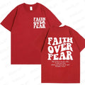 Faith over Fear Christian Women T-Shirts Christian Clothes Jesus Fashion Trendy T-Shirts Bible Verse Sportwear Aesthetic Clothes