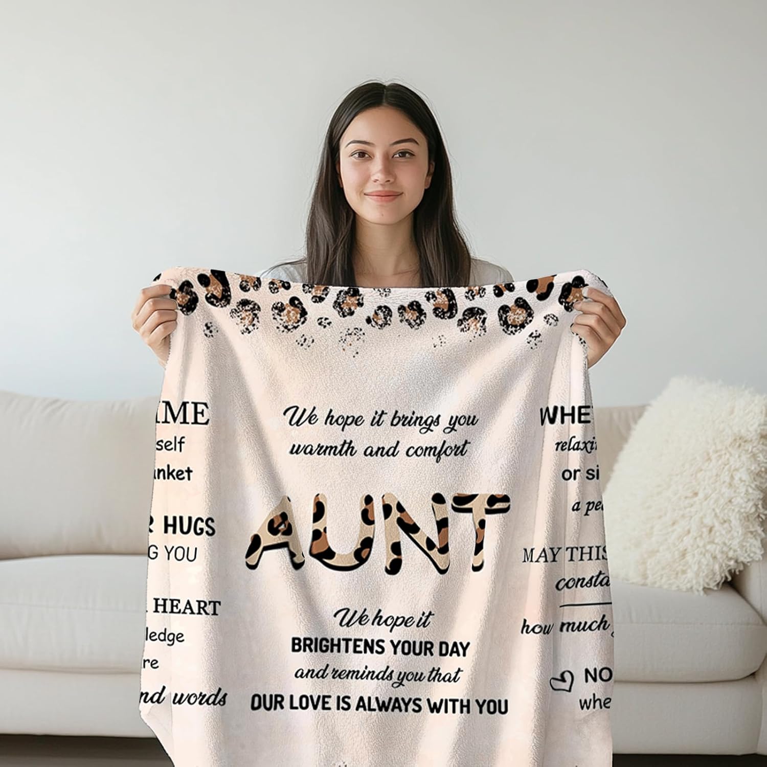 Aunt Gifts Wearable Blankets, Gifts for Aunt from Niece Nephew, Beloved Auntie Ever Gifts with Leopard Print Pattern and Heartfelt Blessings, Auntie Gifts for Christmas Birthday