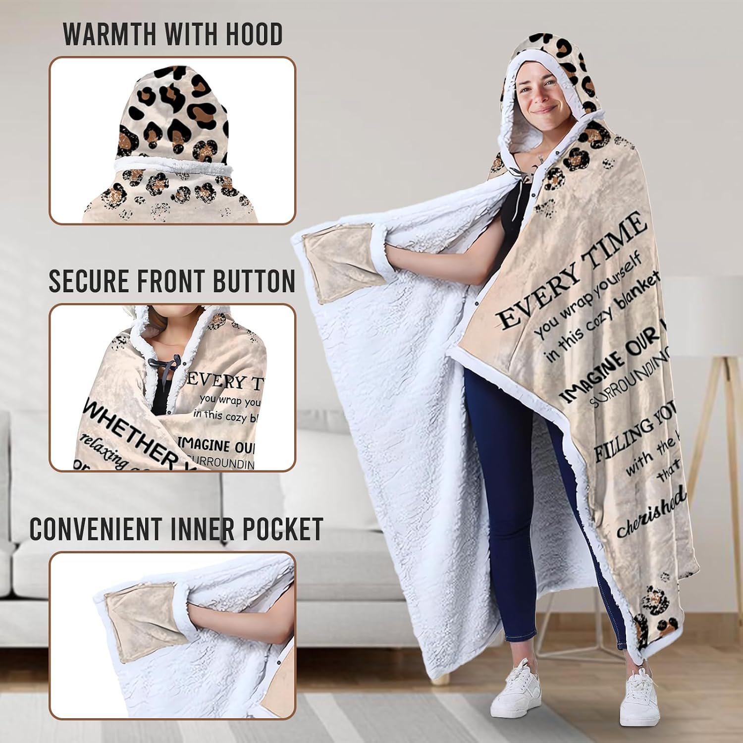 Aunt Gifts Wearable Blankets, Gifts for Aunt from Niece Nephew, Beloved Auntie Ever Gifts with Leopard Print Pattern and Heartfelt Blessings, Auntie Gifts for Christmas Birthday