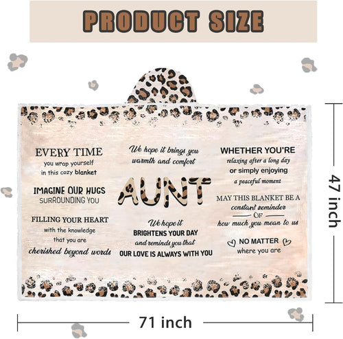Aunt Gifts Wearable Blankets, Gifts for Aunt from Niece Nephew, Beloved Auntie Ever Gifts with Leopard Print Pattern and Heartfelt Blessings, Auntie Gifts for Christmas Birthday