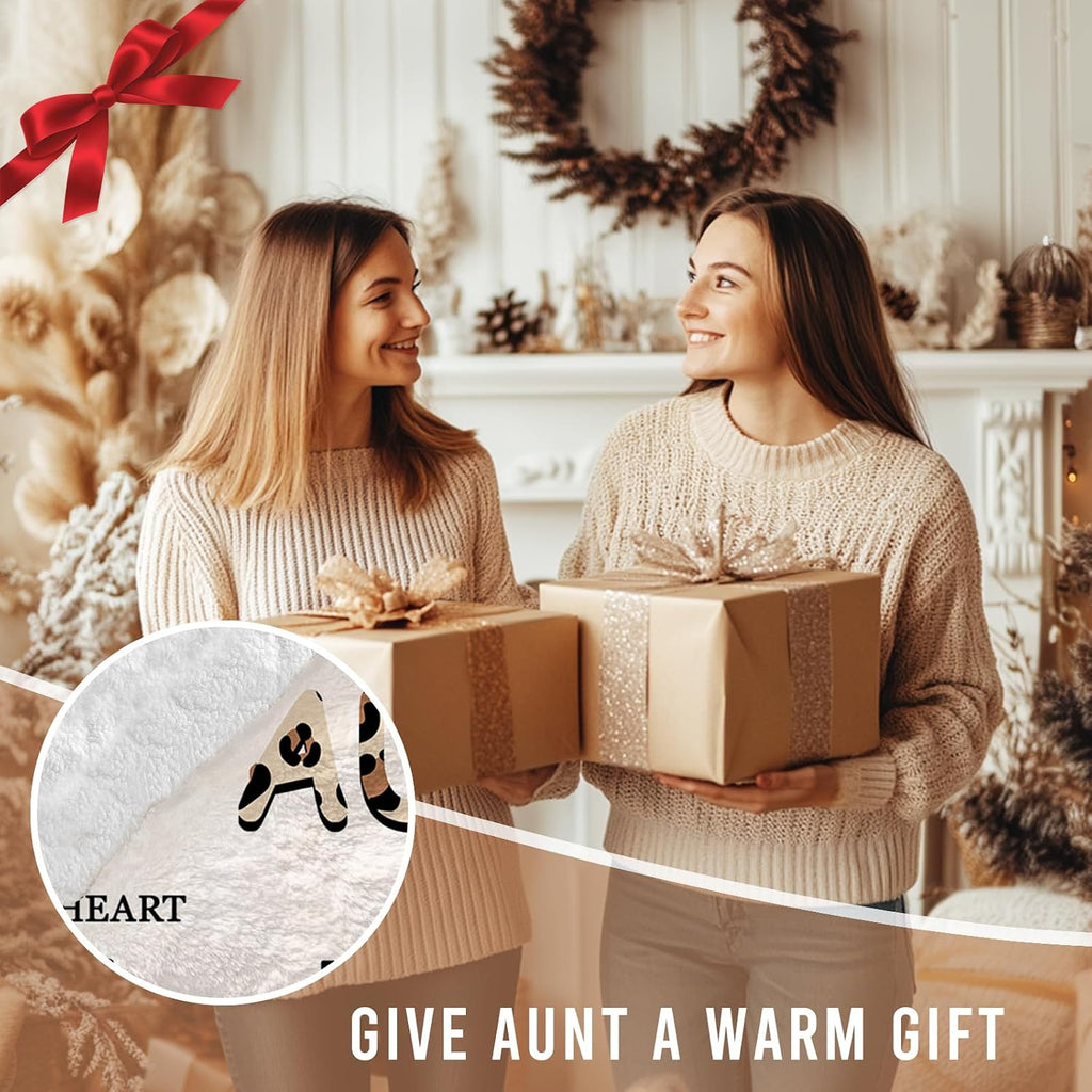 Aunt Gifts Wearable Blankets, Gifts for Aunt from Niece Nephew, Beloved Auntie Ever Gifts with Leopard Print Pattern and Heartfelt Blessings, Auntie Gifts for Christmas Birthday