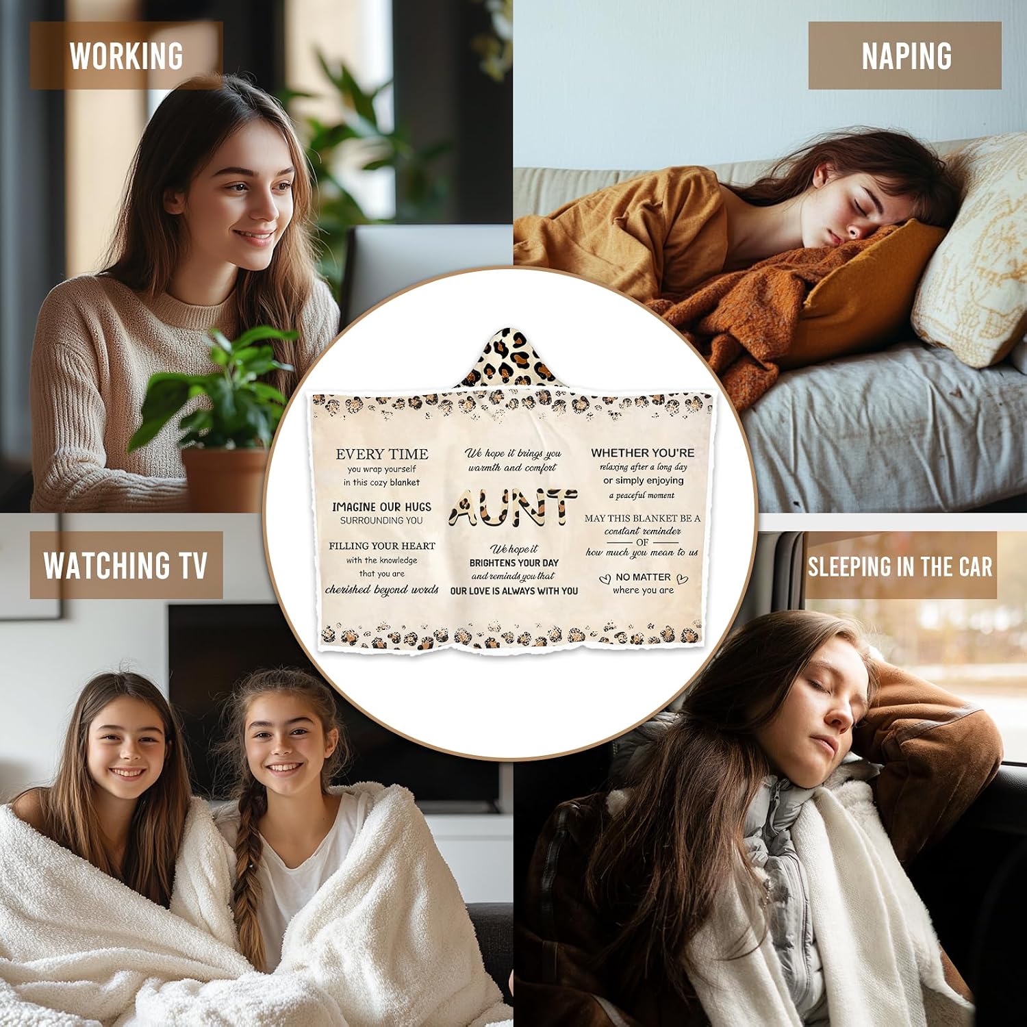 Aunt Gifts Wearable Blankets, Gifts for Aunt from Niece Nephew, Beloved Auntie Ever Gifts with Leopard Print Pattern and Heartfelt Blessings, Auntie Gifts for Christmas Birthday