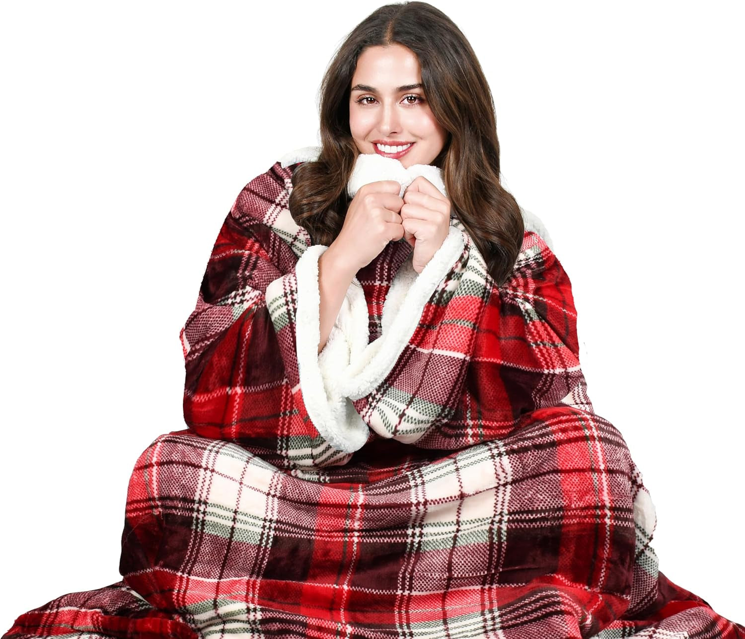 Sherpa Wearable Blanket with Sleeves, Full Body Throw Reading Wrap TV Blankets